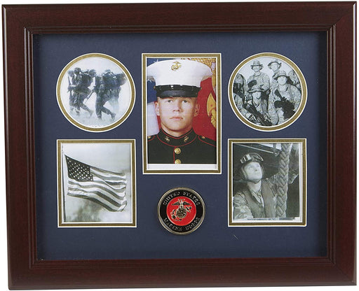 The Military Gift Store United States Marine Corps Medallion 5 Picture Collage Frame with Stars
