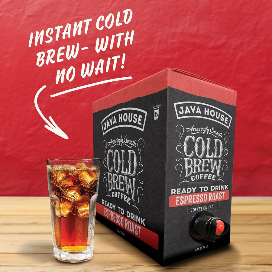 Espresso box and iced coffee with serving message