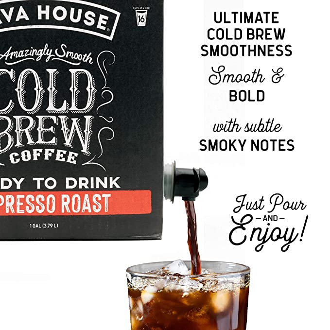 Espresso box pouring iced coffee with smoky-flavor message