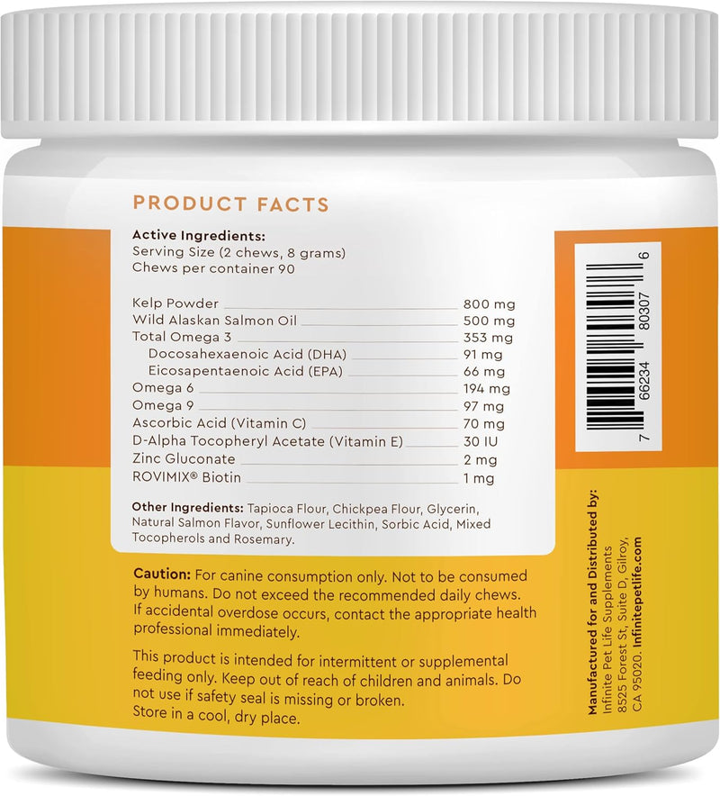 Salmon Flavor Omega Skin & Coat soft chews with Wild Alaskan Salmon Oil by Infinite Pet