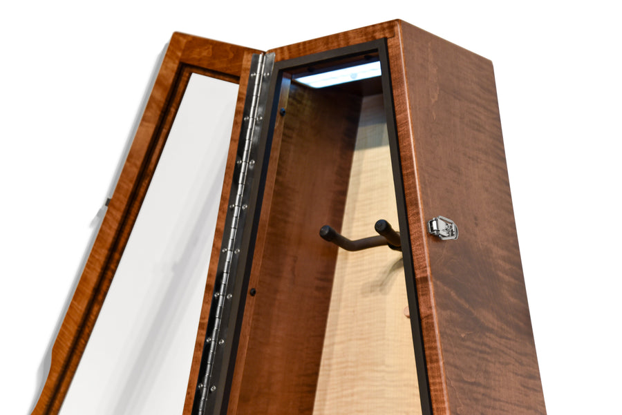 ClimaCase Triangle Humidor - Flamed Maple with Boston Stain and Natural Flamed Maple Back