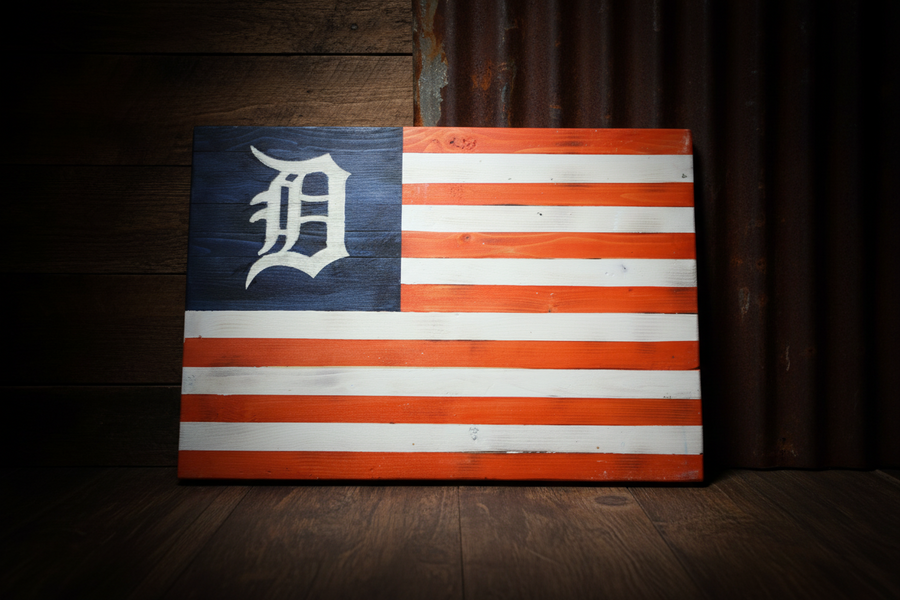 Detroit Tigers Wooden Wall Flag
