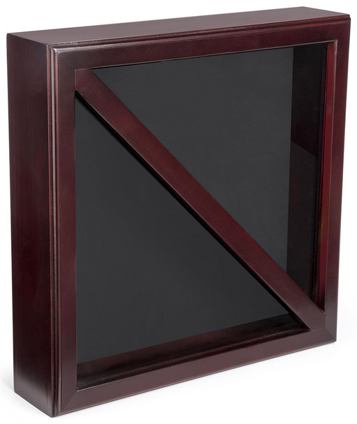 Flag Display Box, Tempered Glass & Pine Wood Construction – Mahogany Finish, Flag Display Box, Tempered Glass & Pine Wood Construction, The Military Gift Store, American Flag Frames