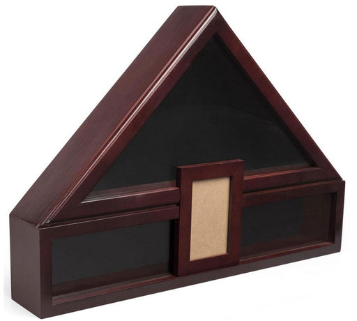Flag Display Case with Glass Front, Picture Frame and Medal Boxes – Mahogany