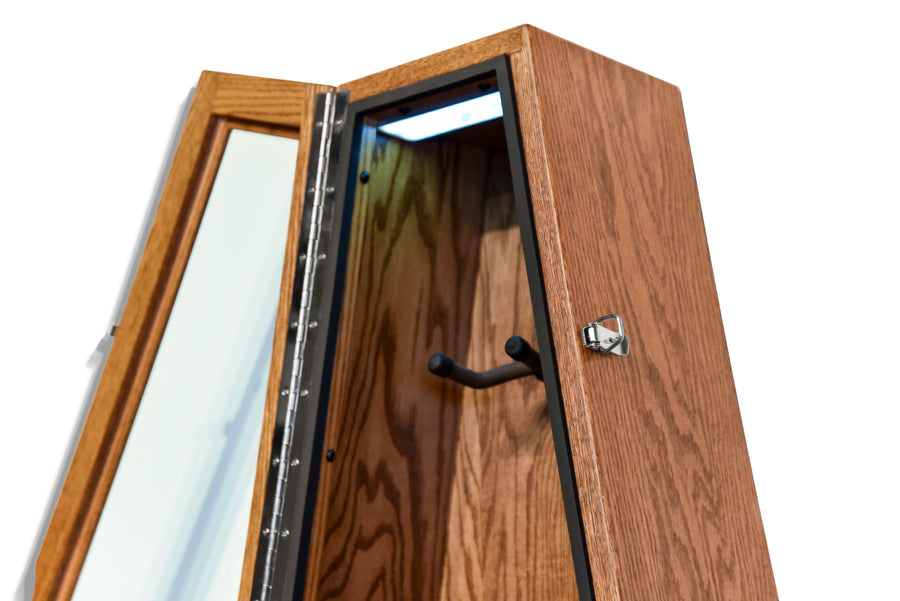 ClimaCase Triangle Humidor - Red Oak with Golden Oak Stain