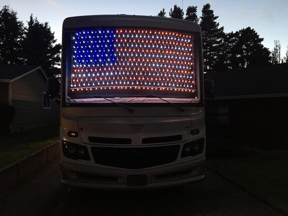 420 LED American Flag Net Lights | Waterproof Patriotic Display