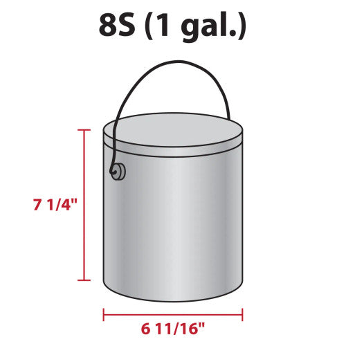Dimension drawing for a nominal one-gallon popcorn tin