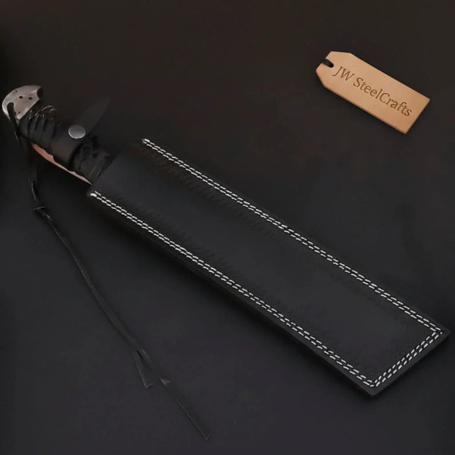 9 Inch Damascus Steel Tanto Knife with Cord Wrapped Handle – 16 Inch Overall