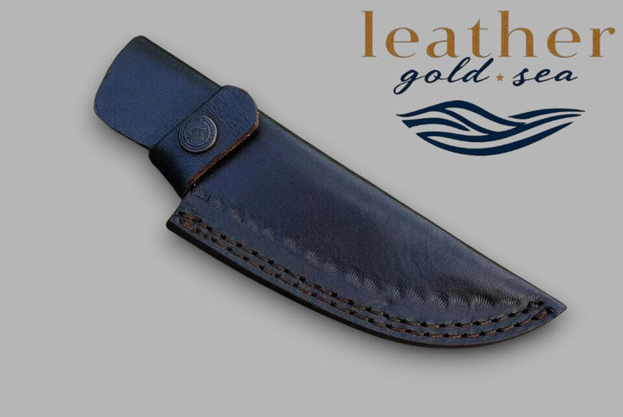 Leather Survival Knife Sheath | Handmade Black