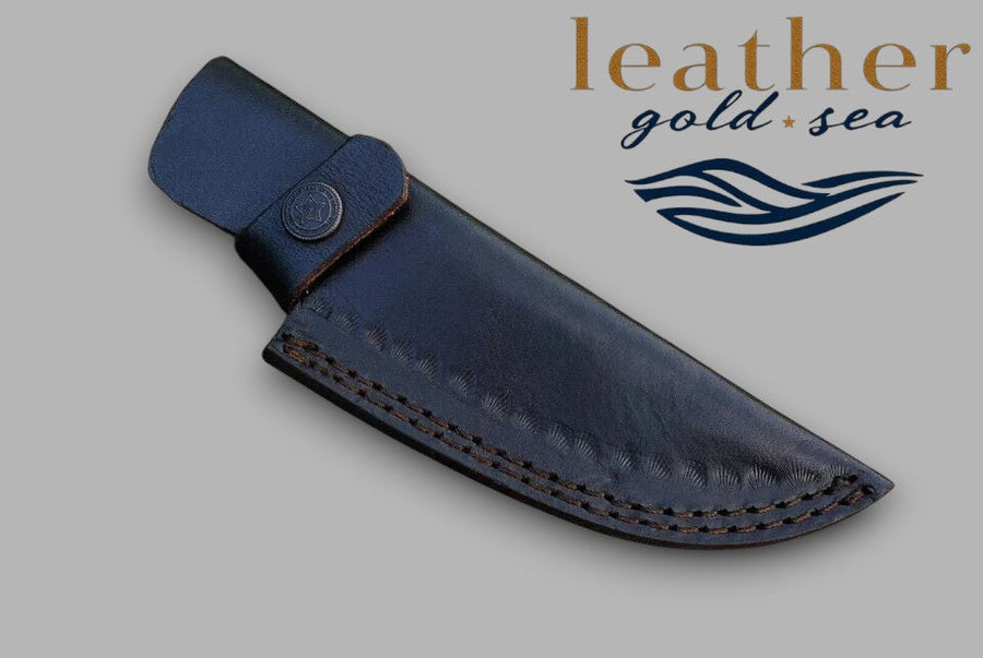 Leather Survival Knife Sheath | Handmade Black