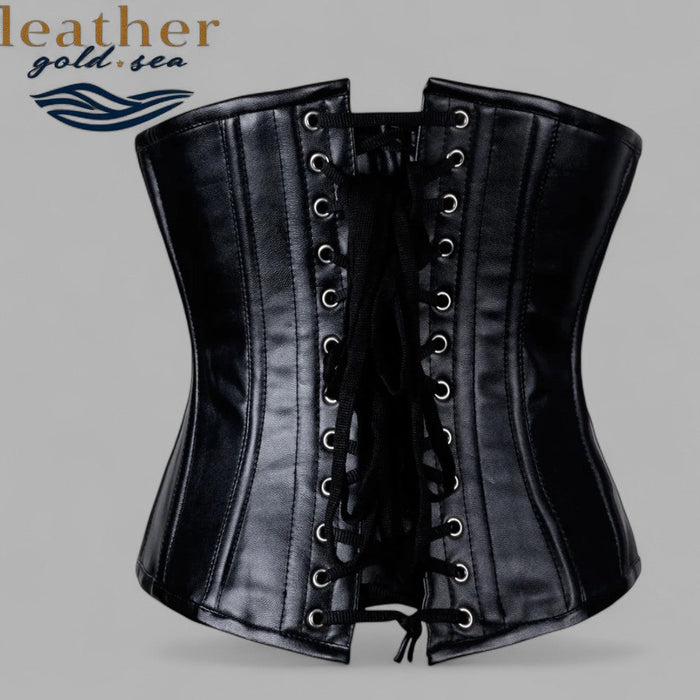 Leather Underbust Corset Black – Handcrafted Genuine Leather