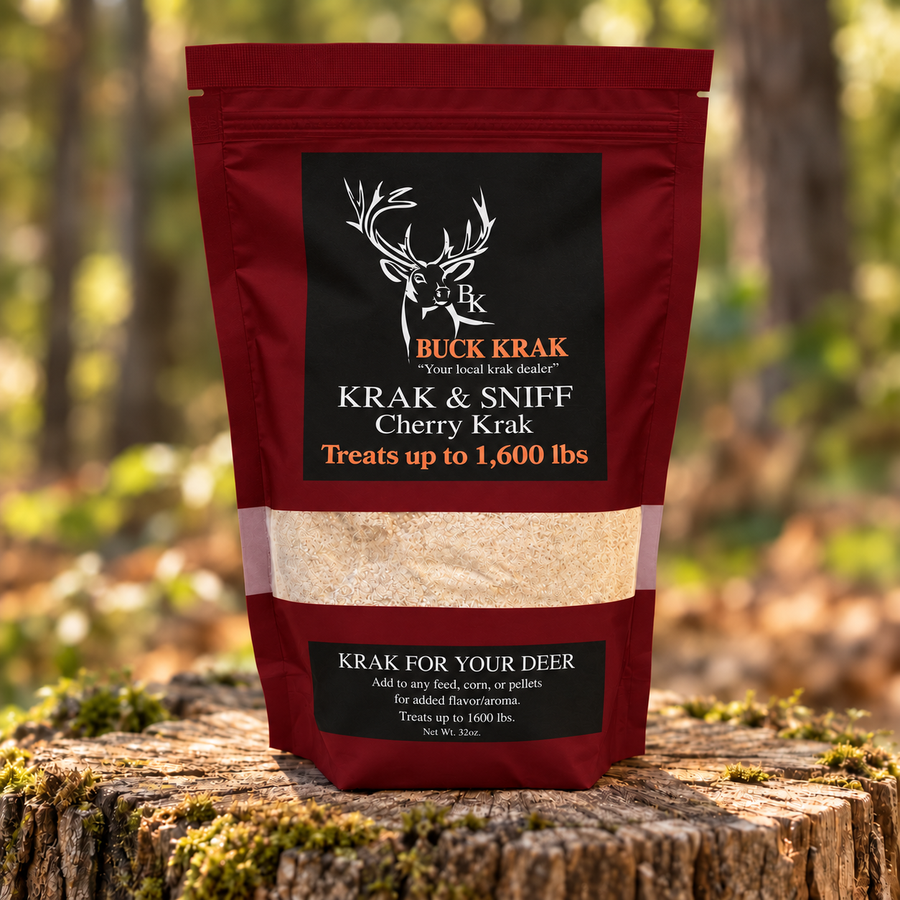 Cherry Krak & Sniff 32 oz pouch in a wooded setting