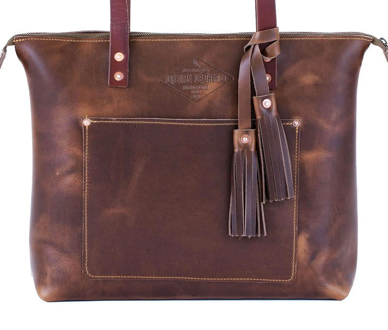Lifetime Zippered Tote - Pebble - Lifetime Leather Co