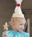 Linen / cotton clown hat, cotton party hat, small party hat, yellow party hat with red pompom.