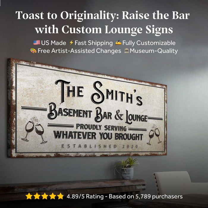 Basement Bar And Lounge Sign X 1