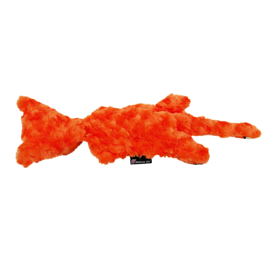 Back of Cliff the Cat orange plush dog toy