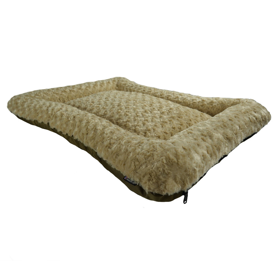 Camel Cloud Furvana rectangle bolster dog bed, angled view