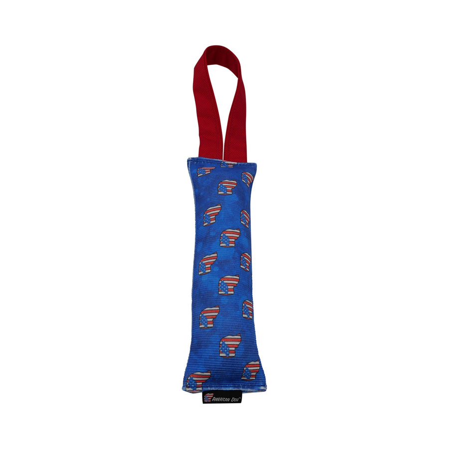 American Dog logo print fire hose tug with red handle