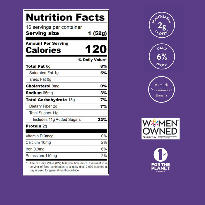 Bake Me Healthy Dark Chocolate Fudgy Brownie Plant-Based Baking Mix Nutritionals
