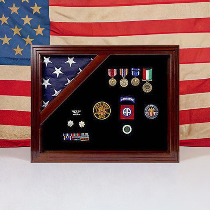 Capitol Flag and Accolades Display Case by The Military Gift Store