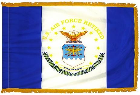 3' x 5' U.S. Air Force Retired indoor parade flag with gold fringe, made in USA