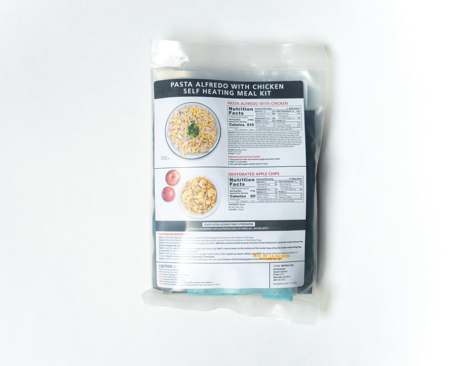 Pasta Alfredo with Chicken meal kit, rear nutrition and preparation label