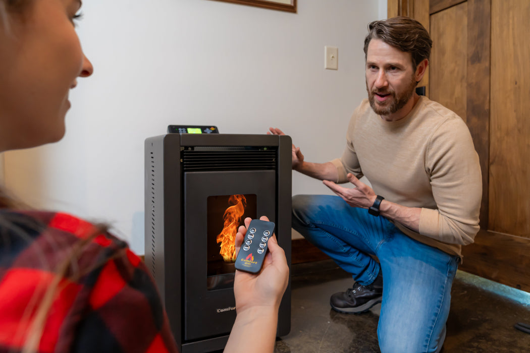 Alpine HP40 1,500 sq. ft. Small Pellet Stove with a 25-lb Hopper in Black