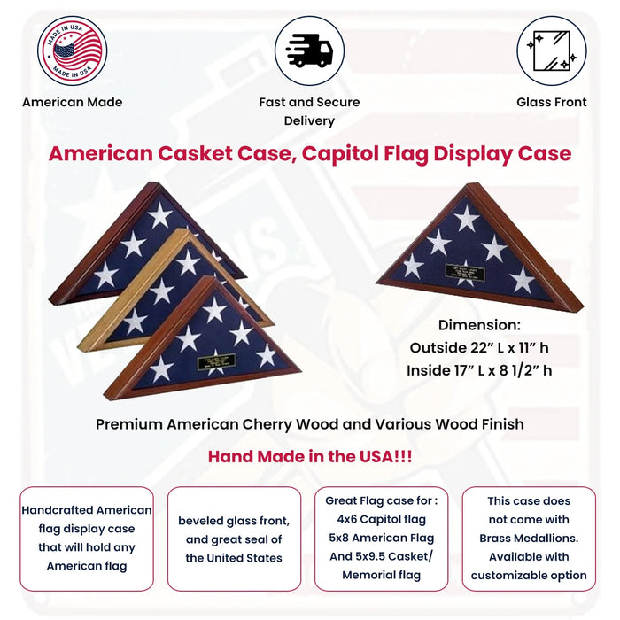 Army Flag Display Case, United States Army Flag Case - Fit 3' x 5' Flag. by The Military Gift Store
