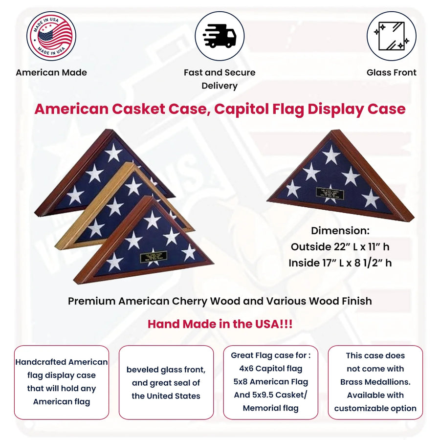 Best Selling Flag Display Case, Case for Casket Flag, Casket flag Case
