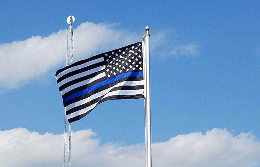 USA-made Thin Blue Line American flag in durable 200-denier nylon