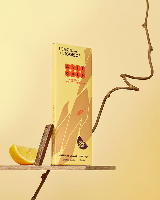 Antidote Chocolate LOLA: LEMON + LICORICE 84% - 12 Bars by Farm2Me