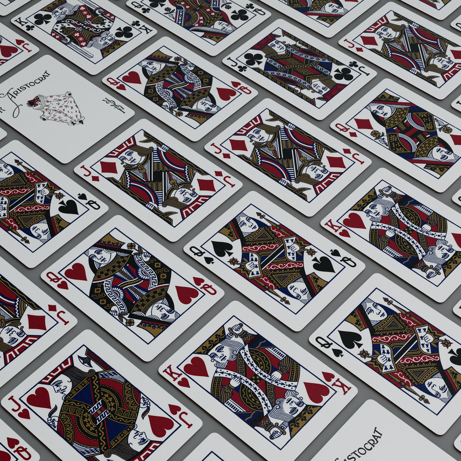 Black Thin Crushed Aristocrat tuck surrounded by card faces