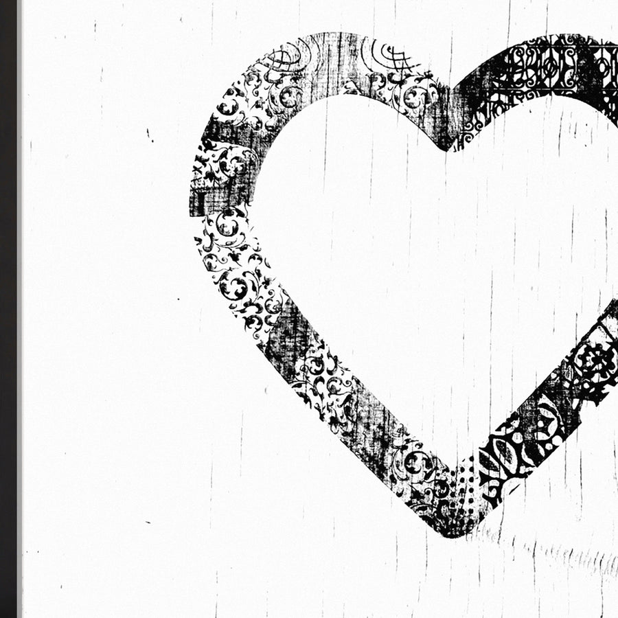 Ornamental Heart art print with an intricate black heart outline.