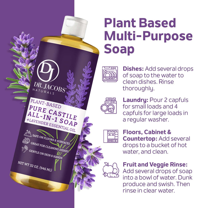 Lavender All in 1 Castile Soap - Thin Formula by Dr. Jacobs Naturals