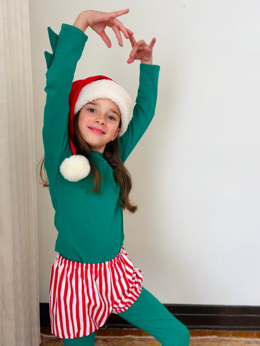 Christmas Elf Pajama Costume with Candy Cane bloomer by Band of the Wild