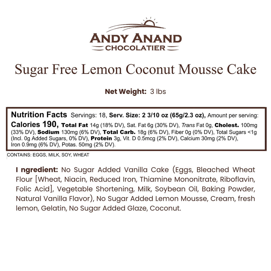 Andy Anand Sugar-Free Lemon Coconut Cheesecake, 9-Inch, 2.9 lb – Keto, Bright Citrus & Toasted Coconut, Diabetic-Friendly Birthday Gift