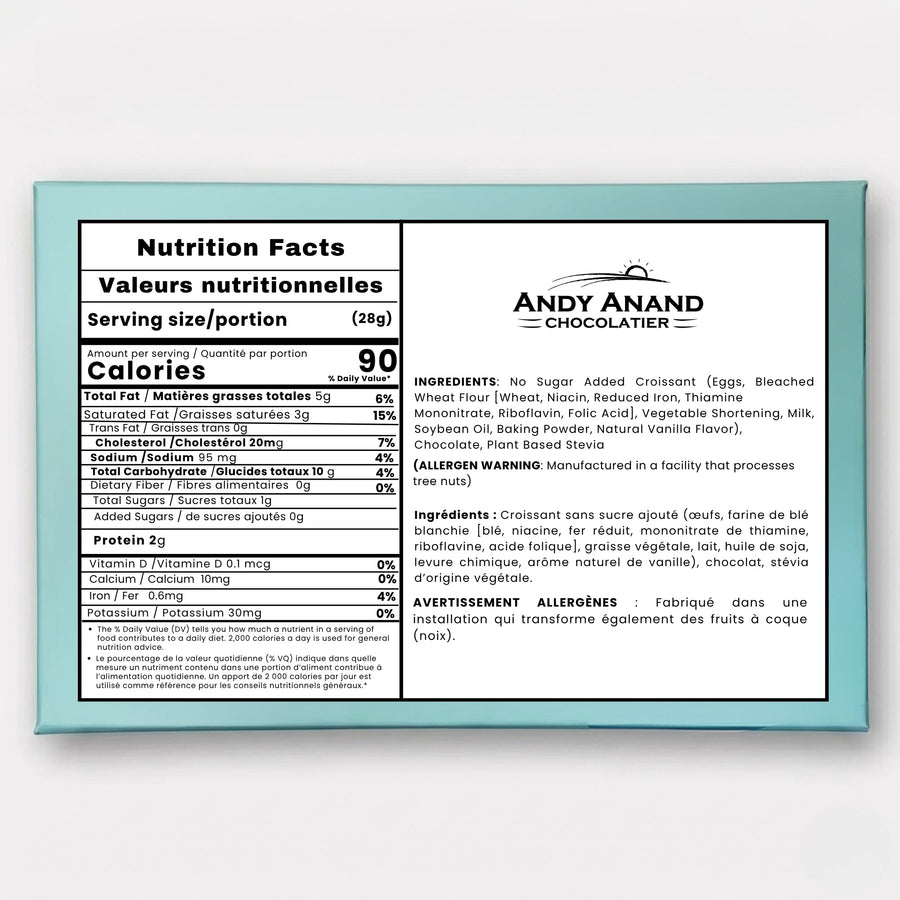 Andy Anand Sugar-Free Dark Chocolate Almond Croissant Cake, 10 pc, 2 lb – Keto & Diabetic-Friendly, Hand-Rolled, Birthday & Holiday Gift