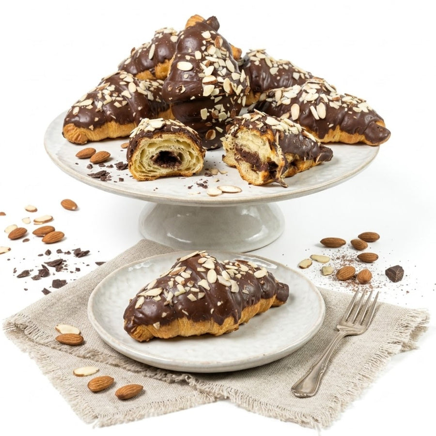 Andy Anand Dark Chocolate Almond Croissant Cake, 10 pc, 2 lb – Hand-Baked, Buttery Flaky Pastry, Toasted Almonds, Gourmet Birthday Gift Box