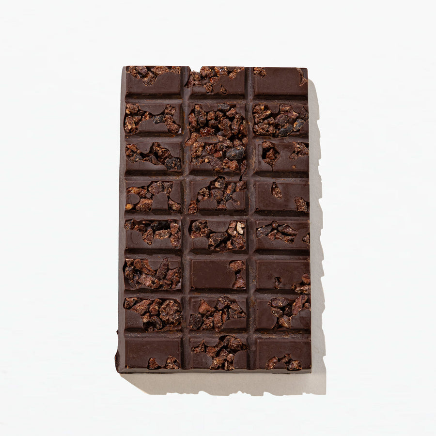 Unwrapped Caramelized Cocoa Nib Dark Chocolate Bar