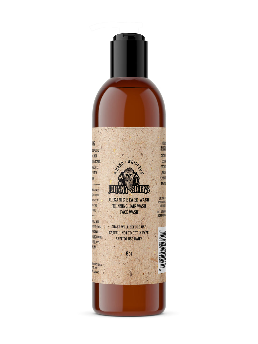 Johnny Slicks Hand Whipped Beard Wash in an 8 oz bottle