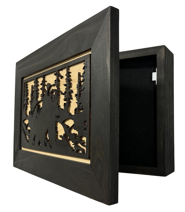 Hidden Black Bear Wall-Mounted Gun Cabinet – Safe Hidden Storage for Firearms
