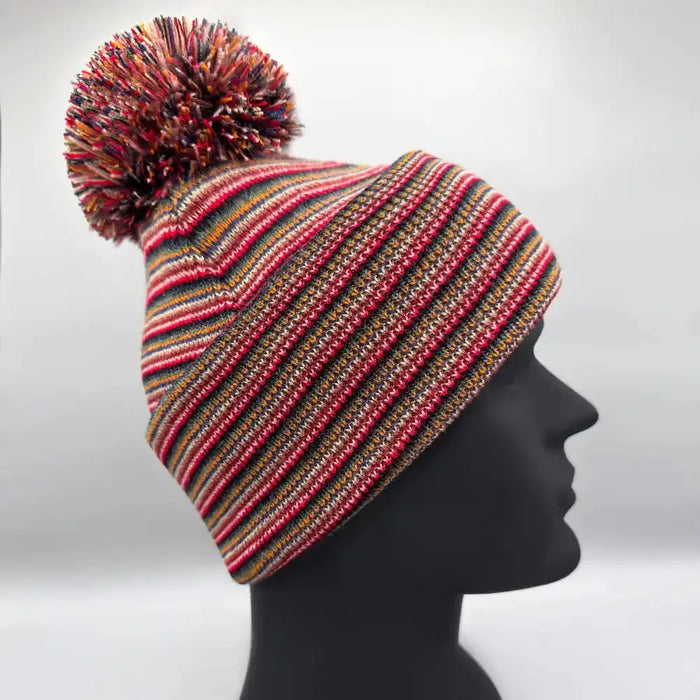 Classic Cuffed Pom Pom Beanie, Multi Color