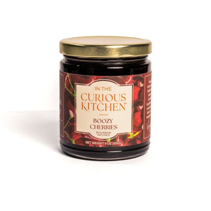 Boozy Cherries cocktail-cherry jar, front label