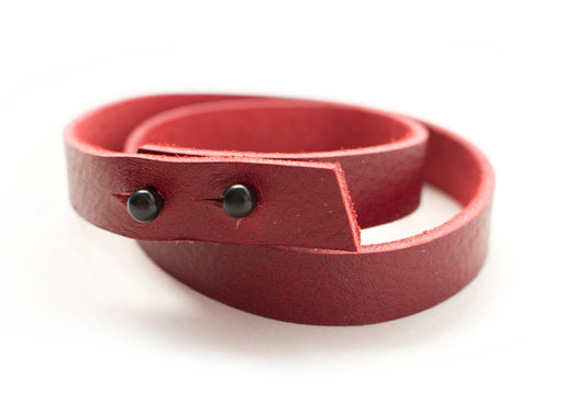 textured red leather bracelets made by hand in portland maine