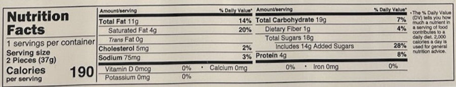 Bronco Bites Chocolate Caramel Peanut Bar — nutrition facts