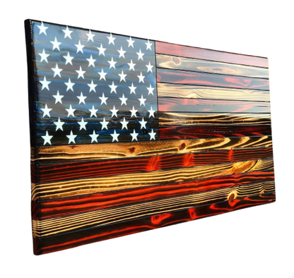 24'' x 12'' inch Rustic Wooden American Flag