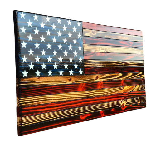 24'' x 12'' inch Rustic Wooden American Flag