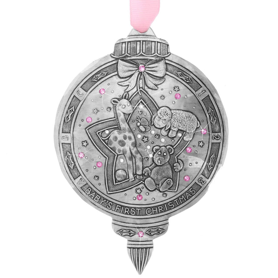 Product view of Baby Girl’s First Christmas Ornament with Crystals