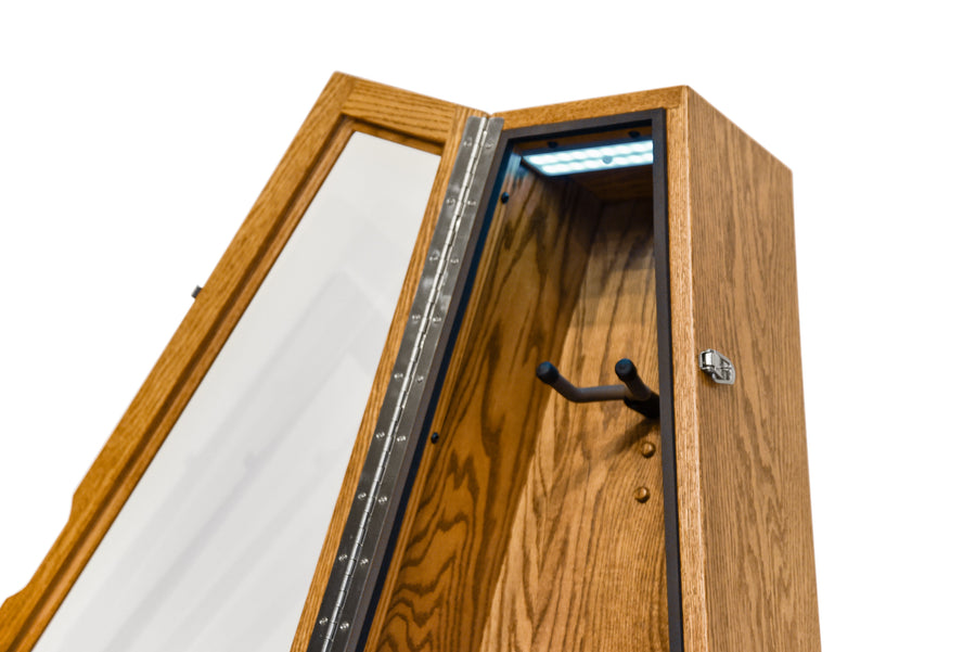 ClimaStand Triangle Humidor with Base - Red Oak with Golden Oak Stain