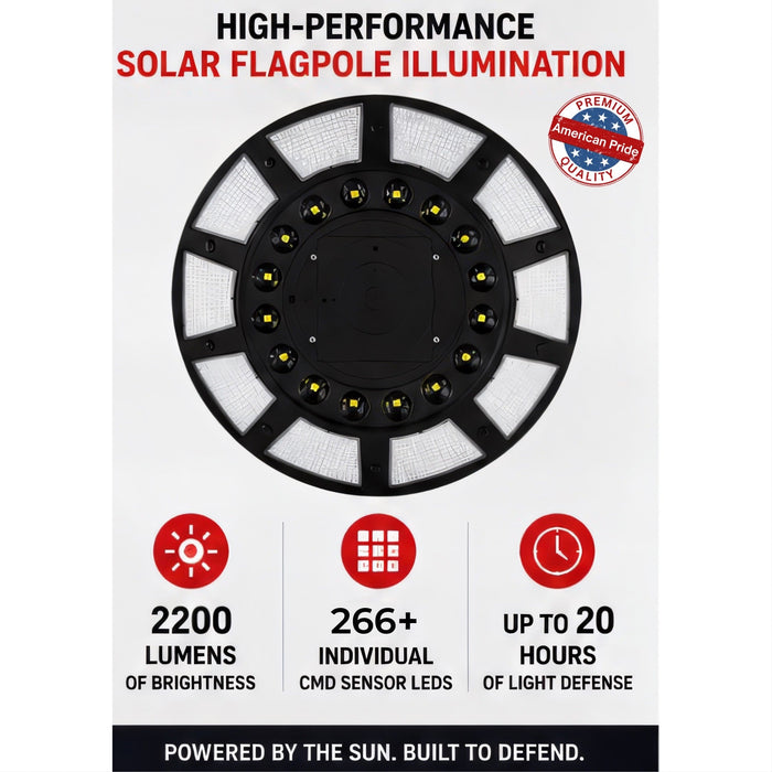 2200 Lumen Solar Flagpole Light | TelePatriot Phoenix LED System